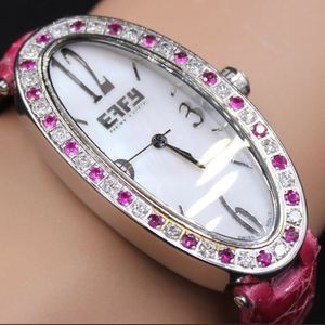 Luxury at its finest.:: EFFY Pink Sapphire  & Diamond 1.77tw w/crocodile band